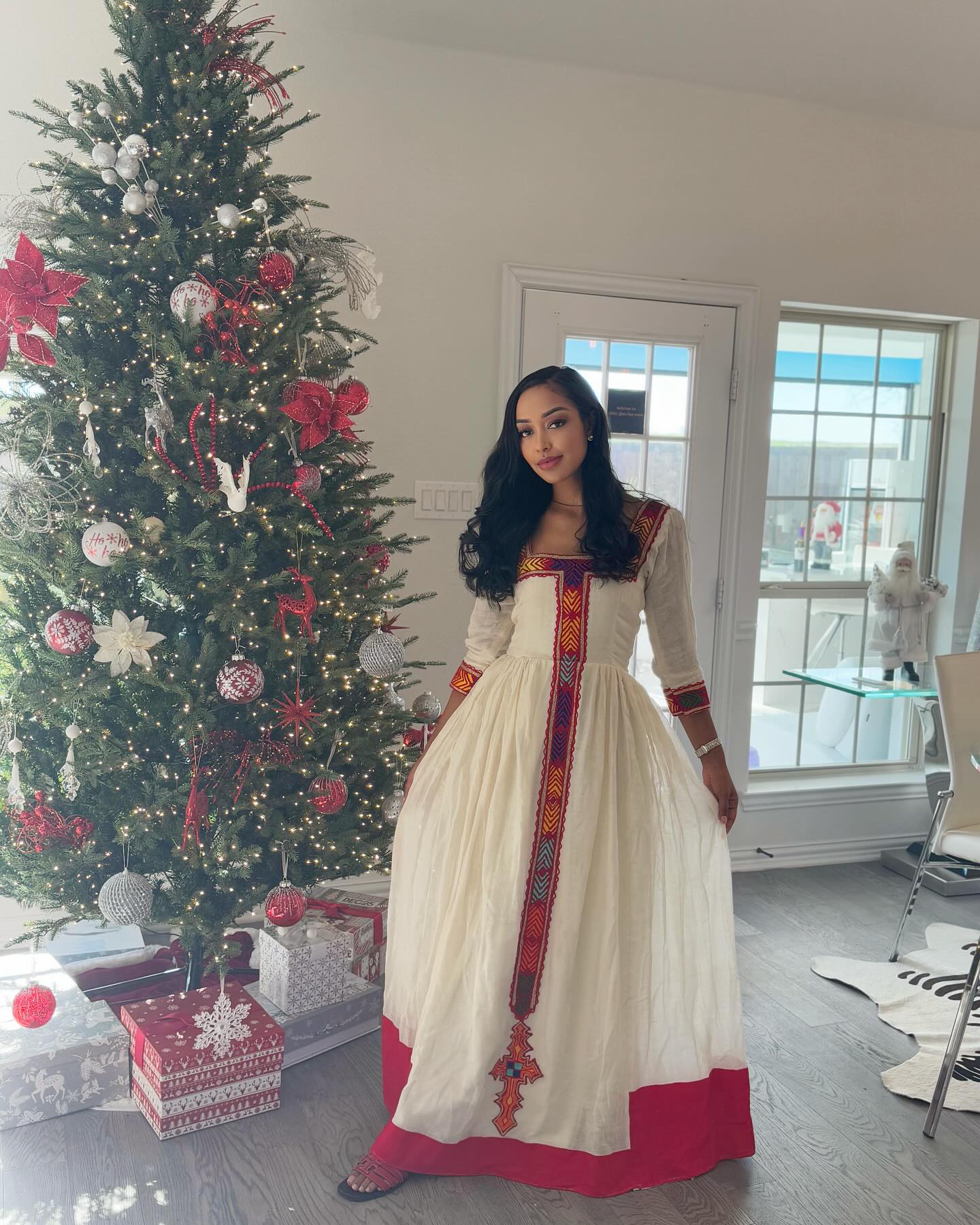 Handwoven Heritage Attire Habesha Dress Bold Ethiopian Traditional Dress Vibrant Habesha Kemis 273