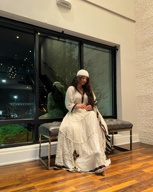 Authentic Eritrean & Ethiopian Habesha Kemis Traditional Handcrafted Dress