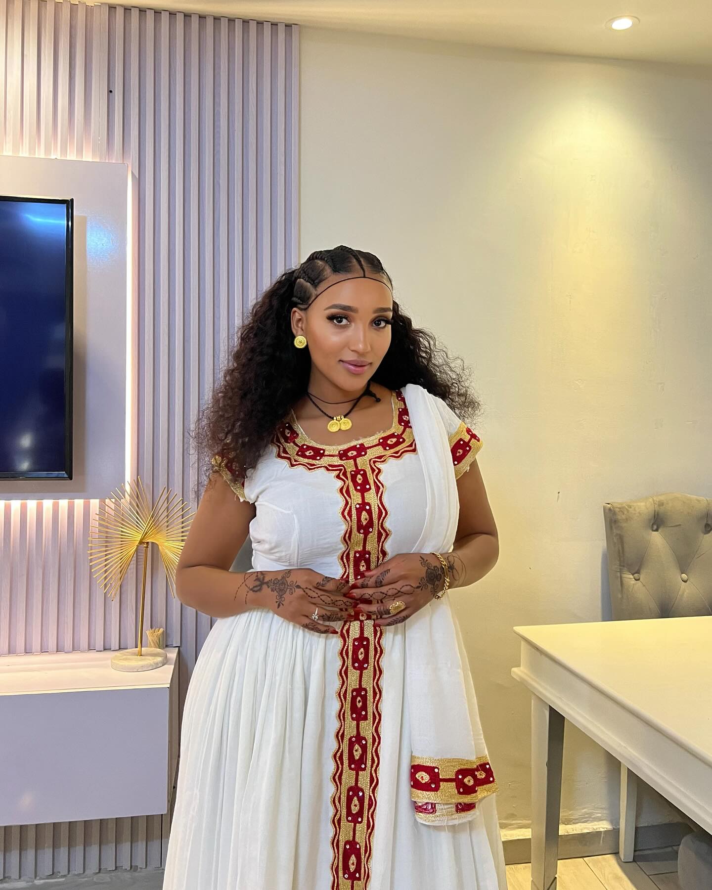 Beautifully Crafted Habesha Kemis Red & Gold Embroidered habesha Dress Stylish Traditional Ethiopian Dress 322