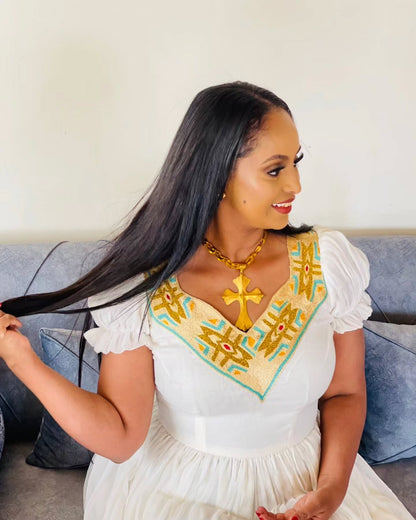 Habesha Kemis For Event Short Sleeve Habesha Dress Ethiopian Traditional Dress 329