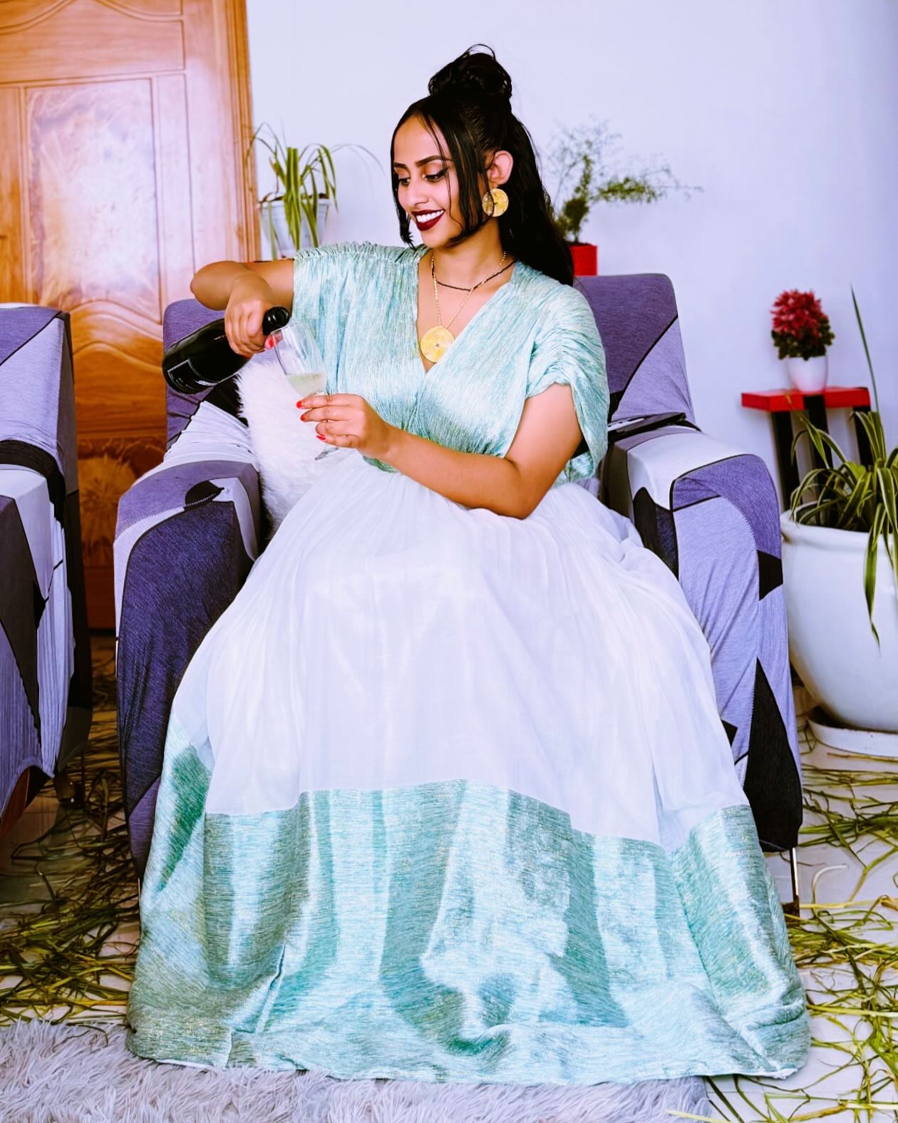 Handwoven Habesha Dress Vibrant Habesha Kemis Ethiopian Clothing For Special Event 347