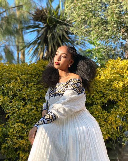 Beautiful Ethiopian Dress Black And Gold Accent Habesha Kemis Timeless Habesha Dress 371