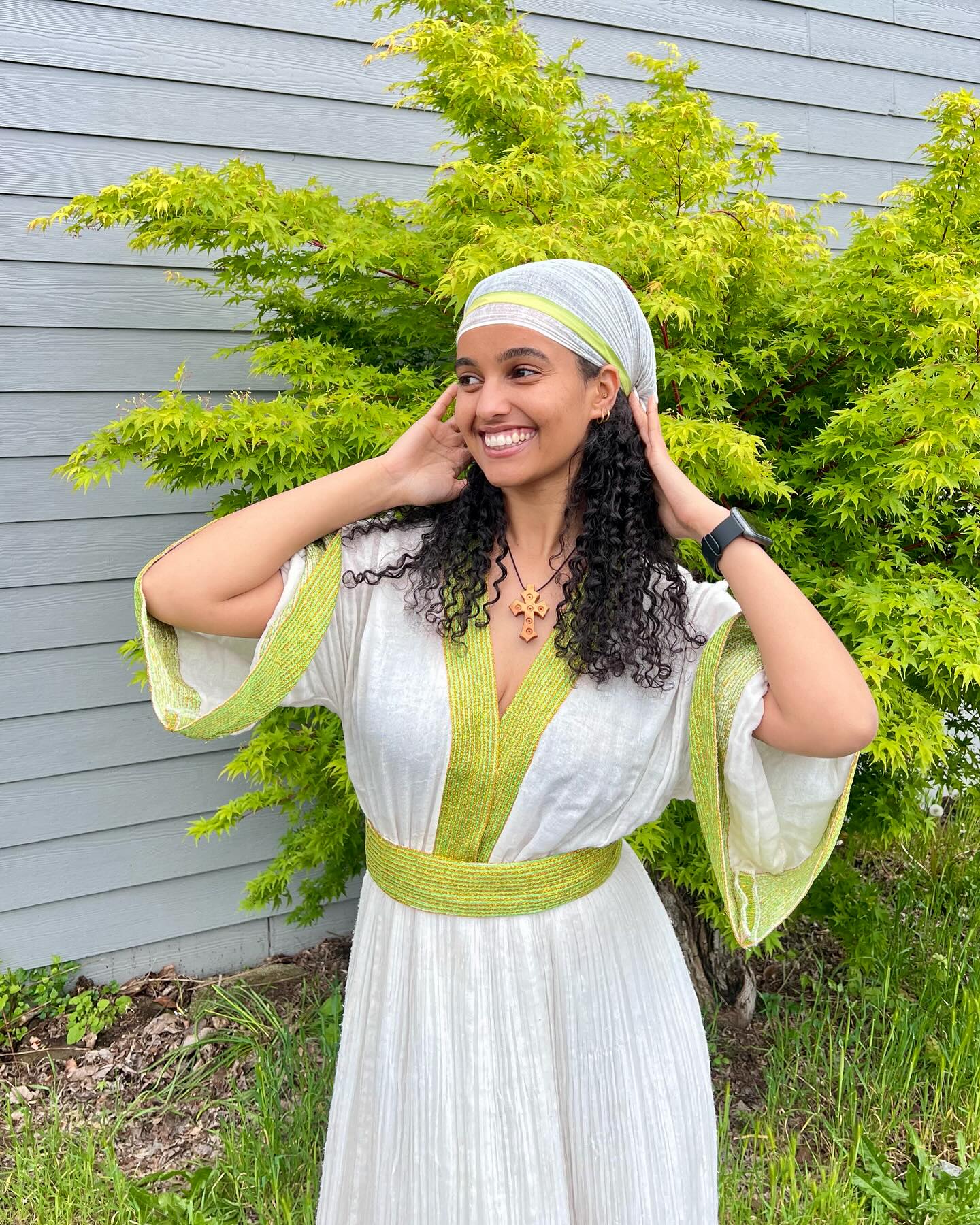 V-Neckline Habesha Dress Ethiopian Traditional Dress Graceful Habesha Kemis 372