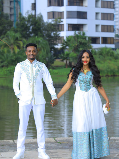 Matching Habesha Outfit Traditional Ethiopian Clothing Beautiful Couple Set 