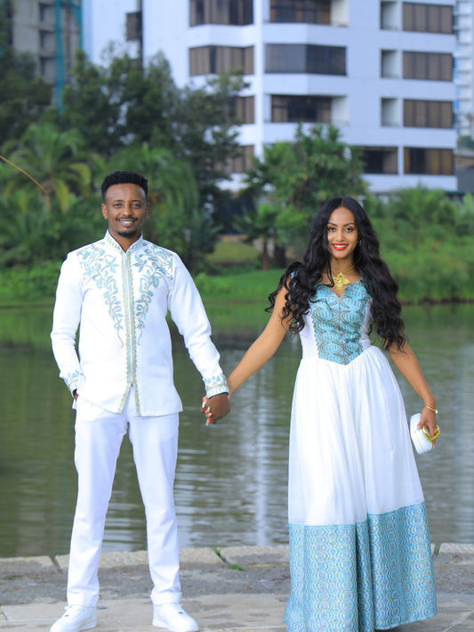Matching Habesha Outfit Traditional Ethiopian Clothing Beautiful Couple Set 