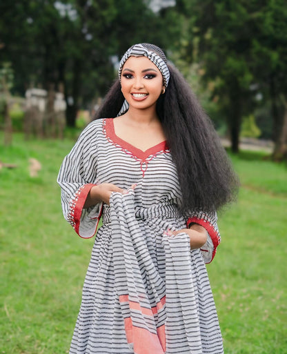Oromiya Cultural Striped Kemis Traditional Oromo Dress Authentic Dress For Event 374