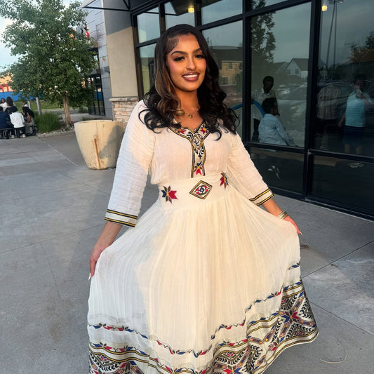 Multicolor Woven Habesha Dress Traditional Ethiopian Dress and Habesha Kemis Online