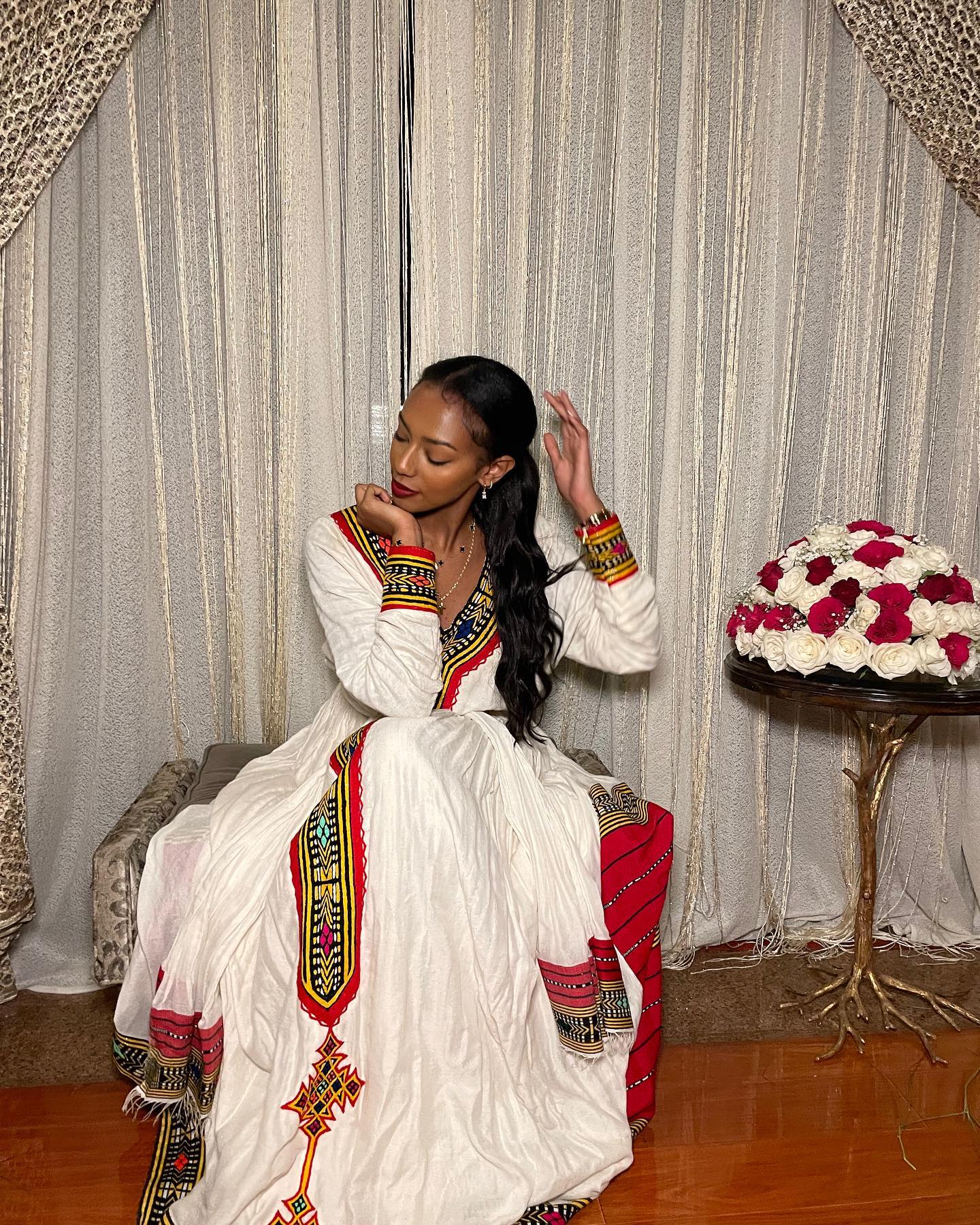 Handwoven Ethiopian Clothing Graceful Habesha Dress Multicolor Habesha Kemis 393