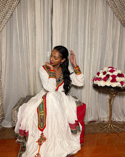 Handwoven Ethiopian Clothing Graceful Habesha Dress Multicolor Habesha Kemis 393