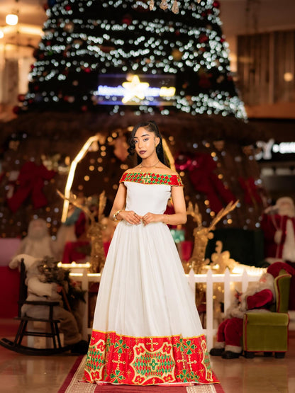 Habesha Dress For Festive Off-Shoulder Habesha Kemis Timeless Ethiopian Clothing 399