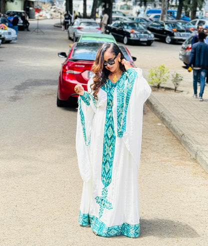 Vibrant Habesha Kemis Long Sleeve Habesha Dress Colorful Woven Detail Ethiopian Cloth 420