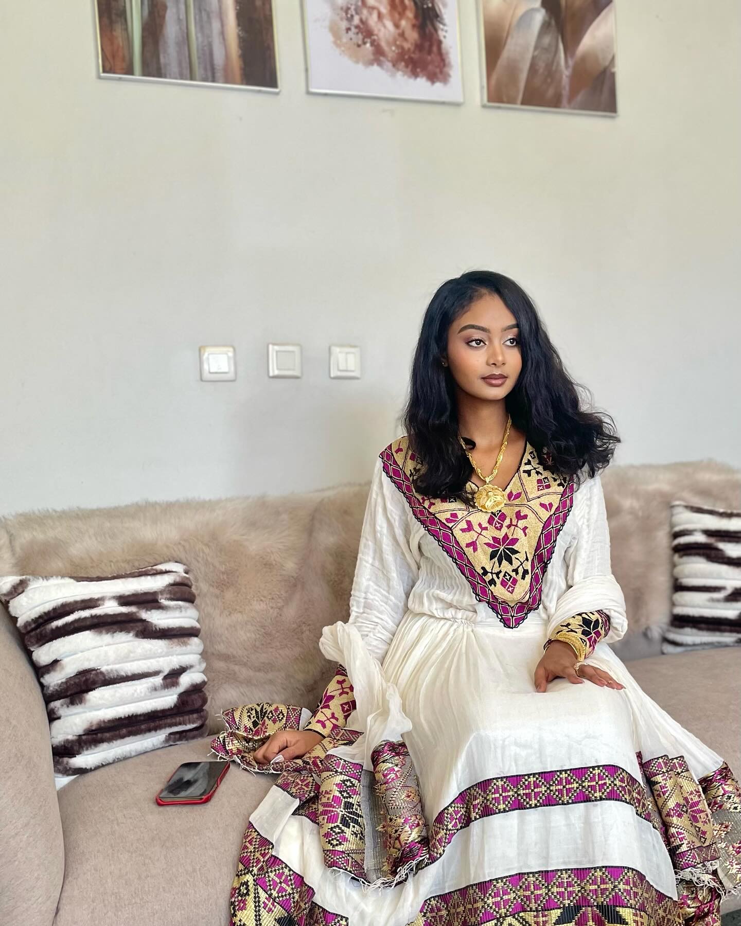 Classic Habesha Dress Traditional Ethiopian Dress For Festive Long Sleeve Habesha Kemis 425