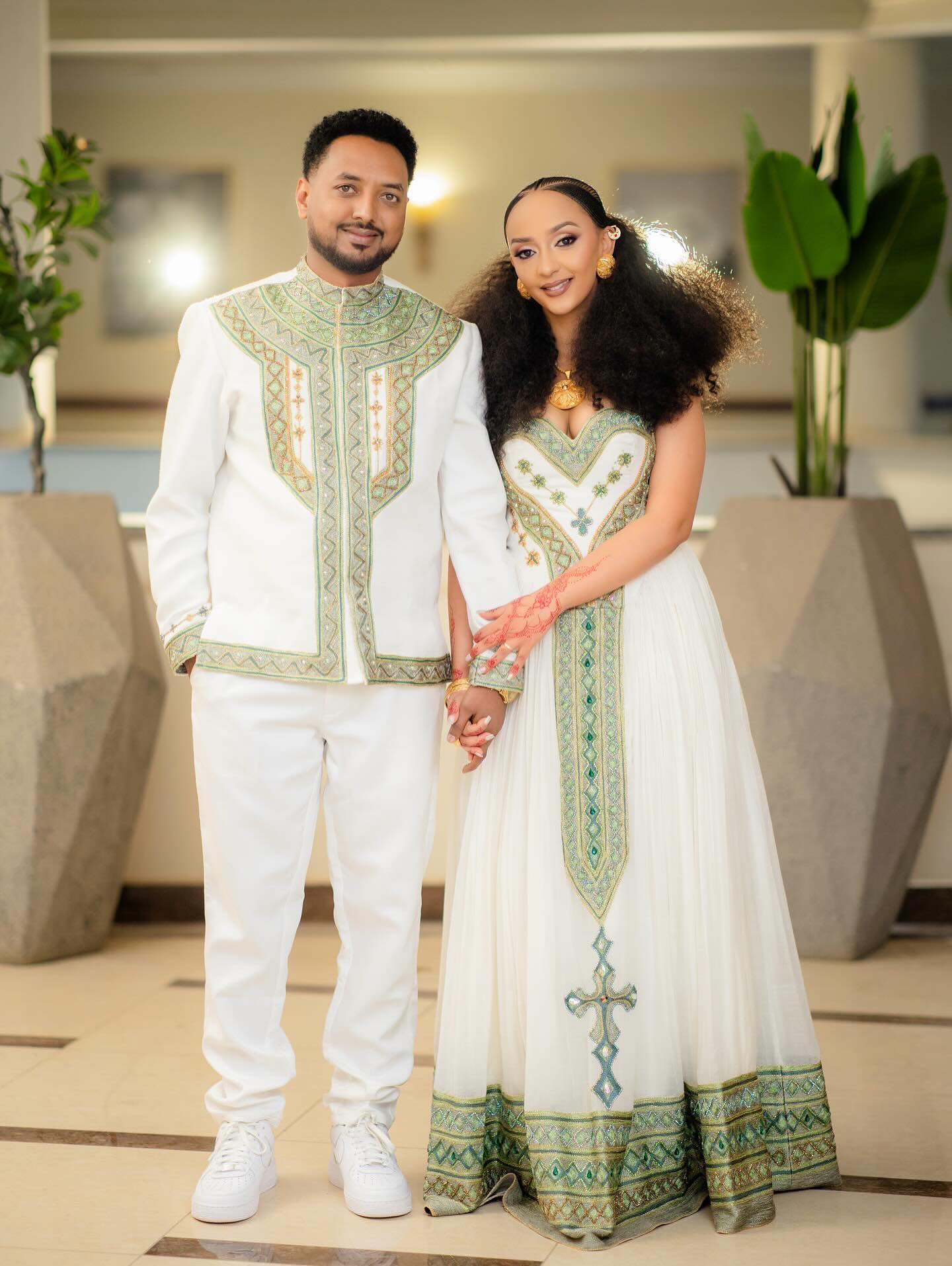 Ethiopian Couple Outfit Matching Habesha Traditional Style Cultural Ethiopian Clothing Set 493