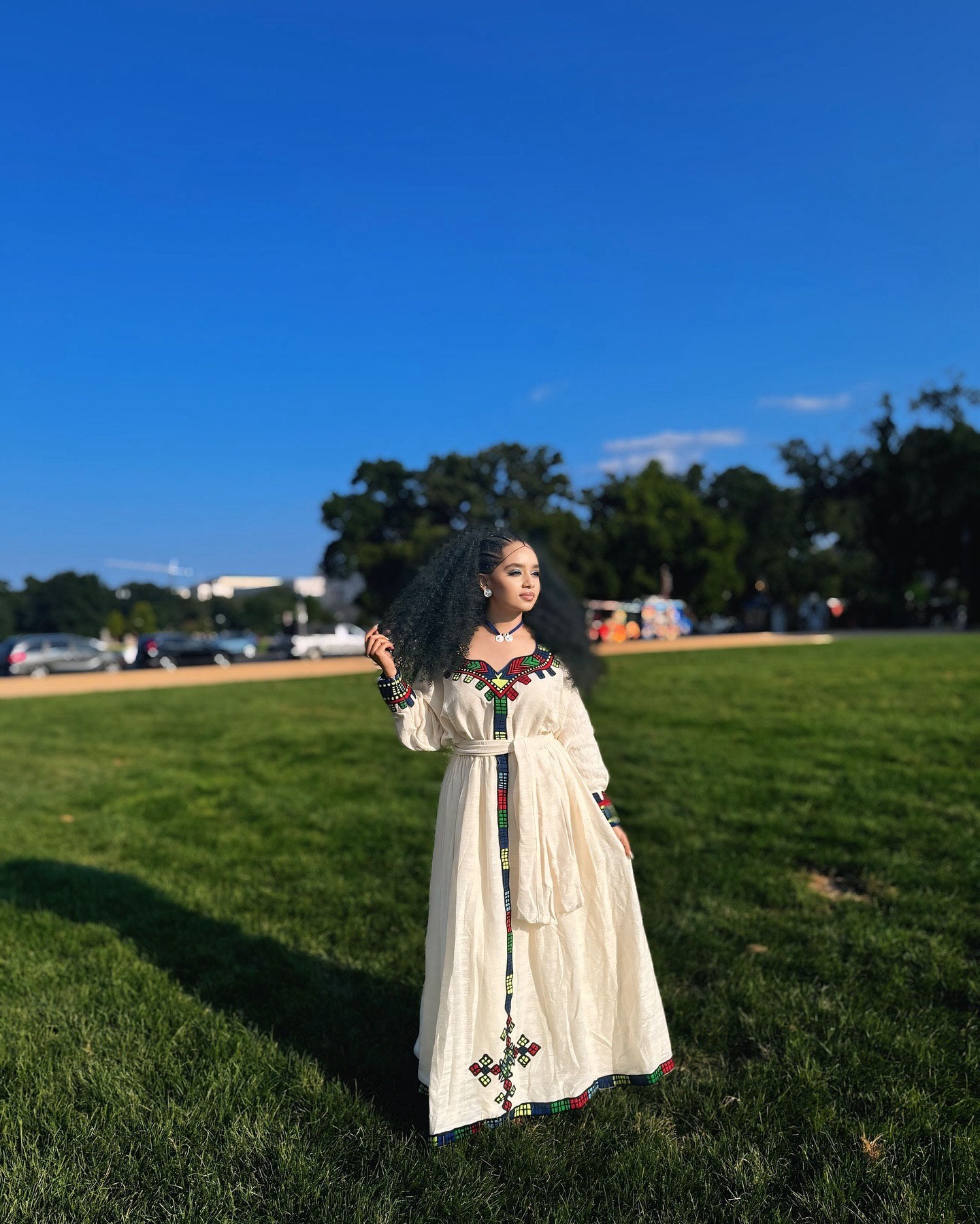 Multicolor Embroidery Habesha Dress Ethiopian Traditional Clothing