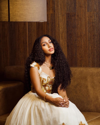 Graceful Habesha Kemis Traditional Ethiopian Wedding Dress Short Sleeve Habesha Dress 615