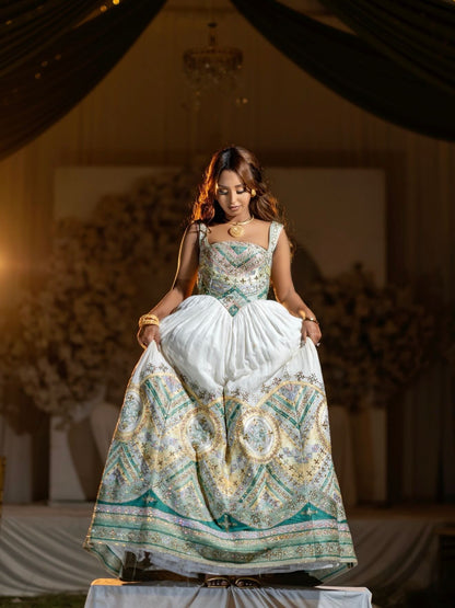 Luxurious Habesha Kemis Vibrant Ethiopian Wedding Dress Cultural Embroidery Habesha Dress 631