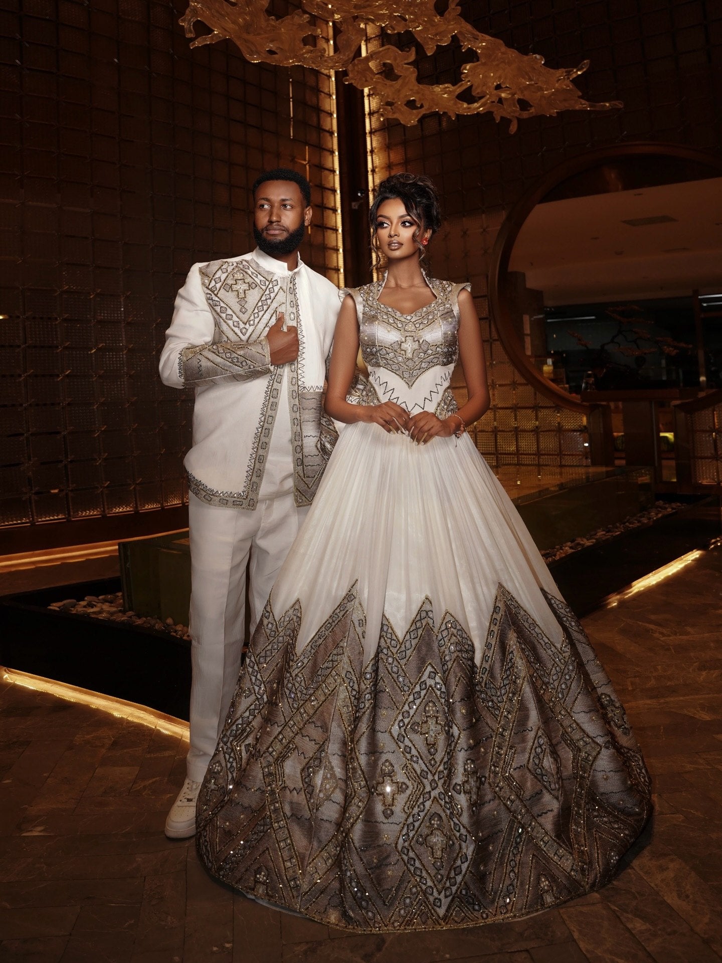 Habesha Couples Outfit Ethiopian Cultural Design Habesha Clothing Matching Traditional Set 649