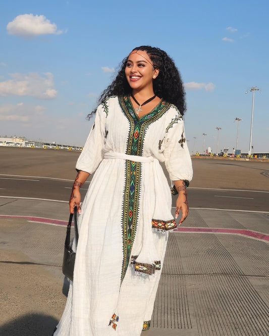 Elegant Colorful Habesha Dress |Beautiful Woven Kemis Style