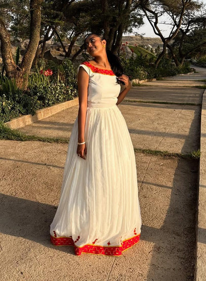 Backless Habesha Dress Red Embroidery Ethiopian Clothing Beautiful Habesha Kemis 690