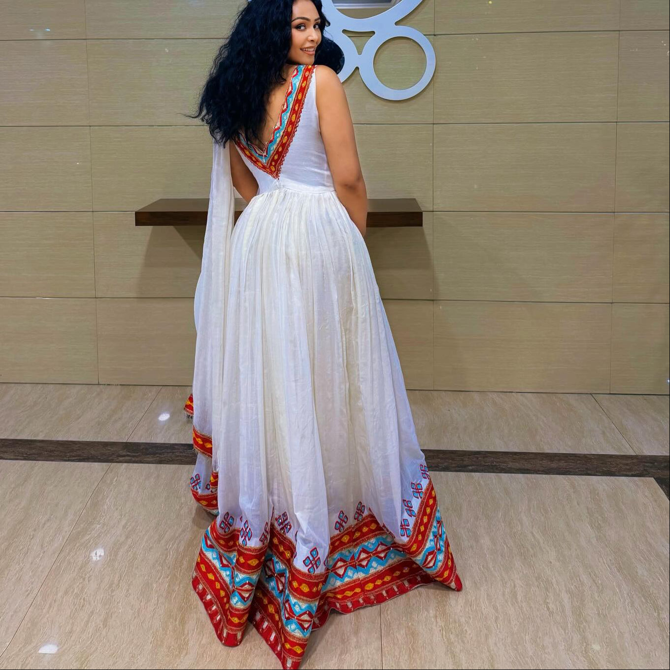Sleeveless Habesha Kemis Graceful Habesha Dress Red Embroidery Ethiopian Clothing 729