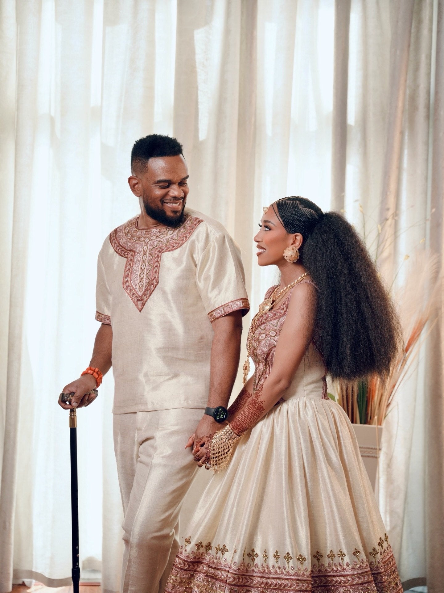 Couple Ethiopian Clothing Matching Habesha Kemis & Men's Set Traditional Ethiopian Clothing 753