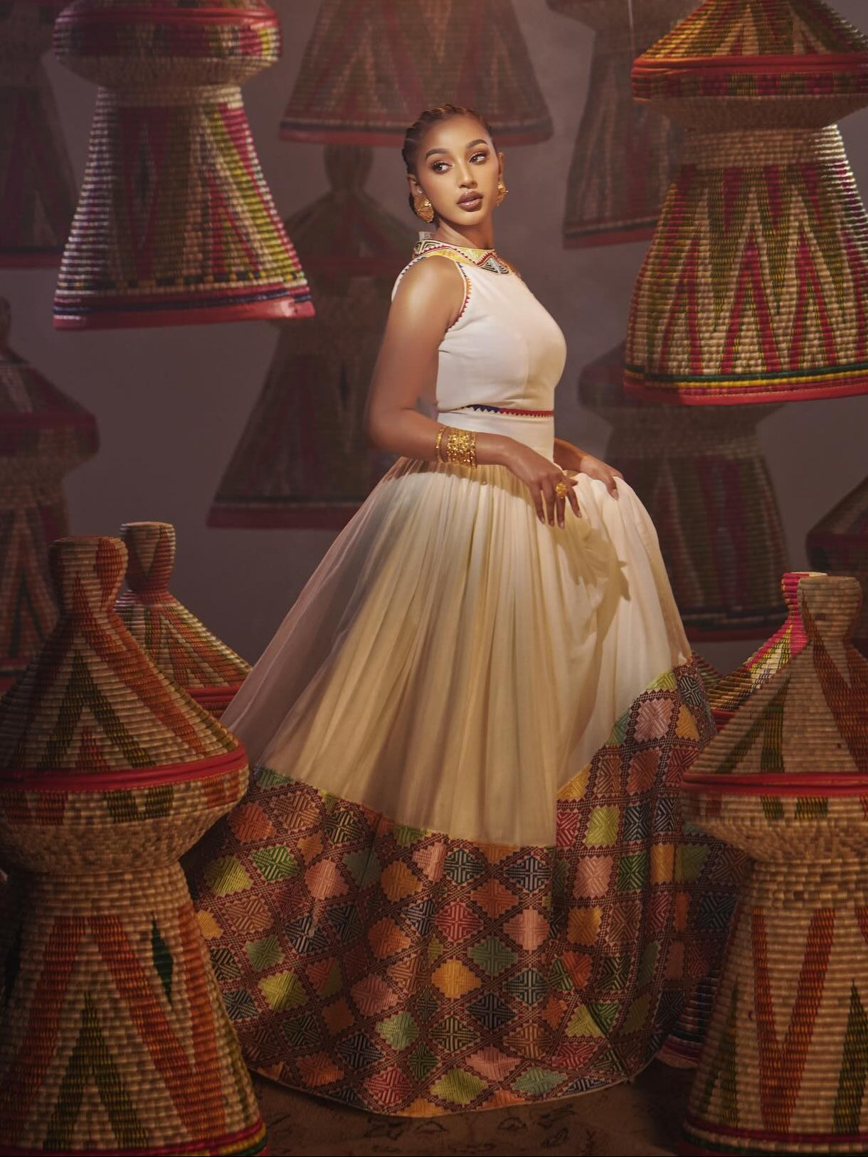 Traditional Ethiopian Clothing Sophisticated Eritrean Dress with Artistic Habesha Kemis Design 762