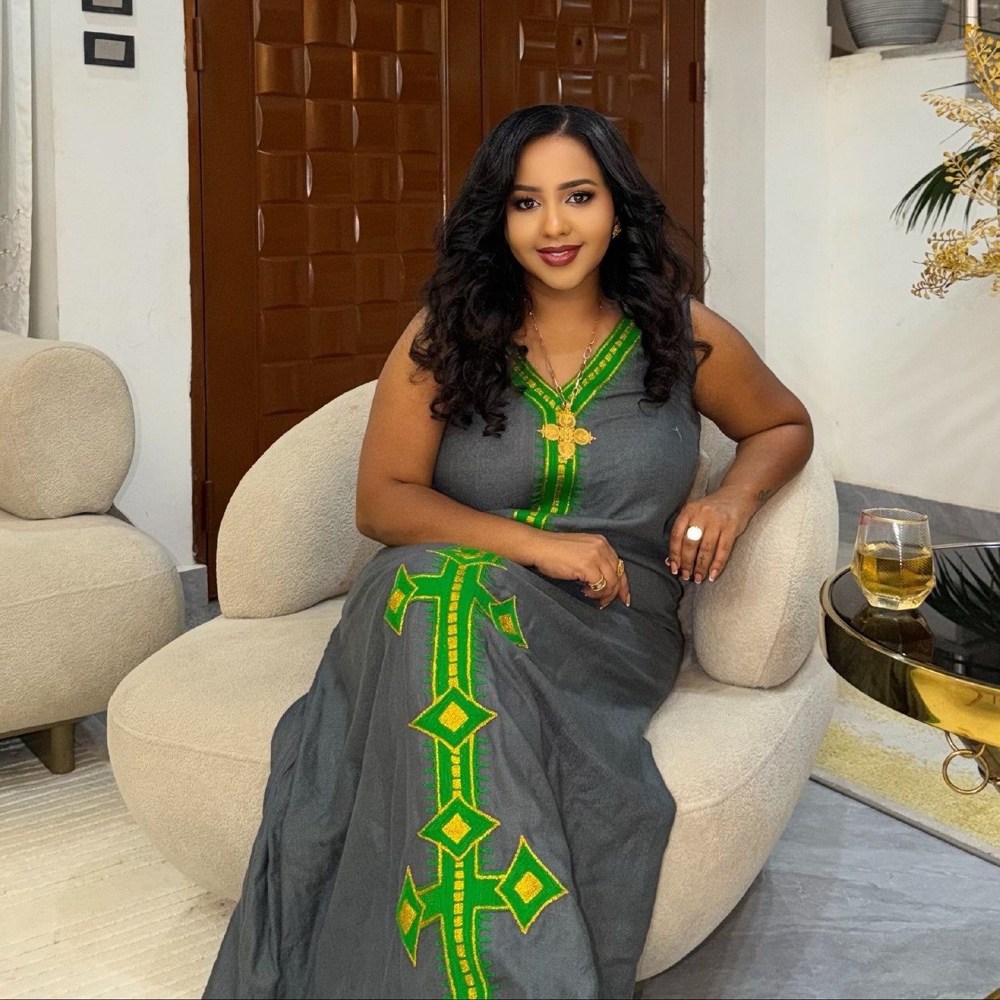Traditional Ethiopian Clothing Sleeveless Habesha Kemis & Unique Style Habesha Dress 875