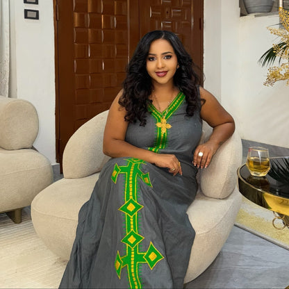 Traditional Ethiopian Clothing Sleeveless Habesha Kemis & Unique Style Habesha Dress 875
