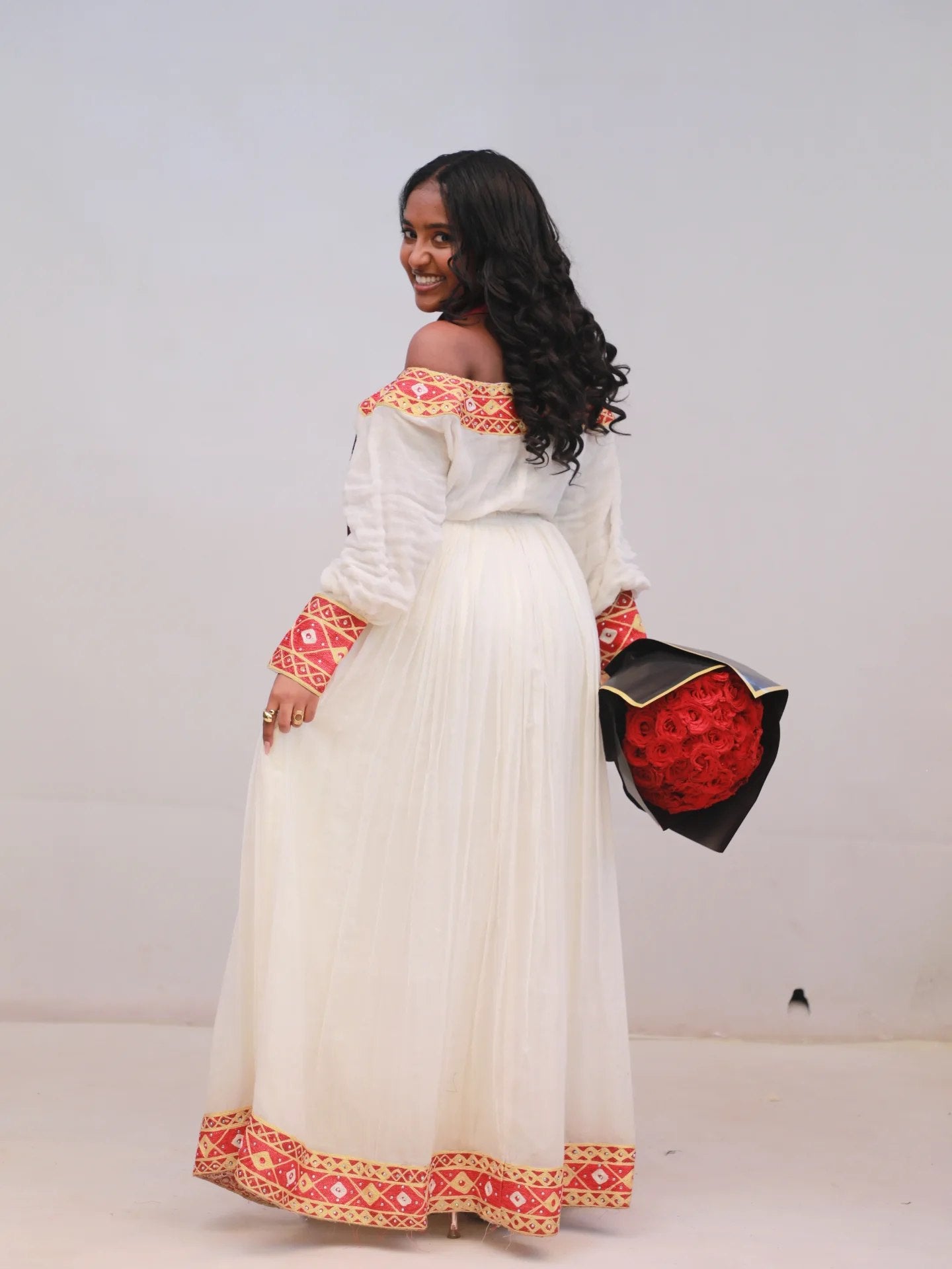 Royal Crimson Embroidered Habesha Kemis Ethiopian Heritage Ceremony Dress Striking Red And Gold Habesha Dress 917