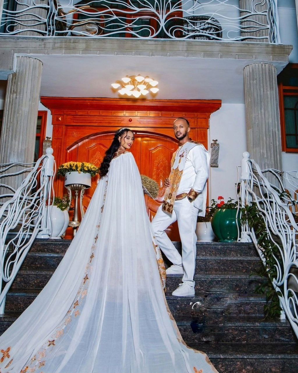 Matching Ethiopian Wedding Dress Set Traditional Ethiopian Clothing for Couples Elegant Habesha Matching Wear 116