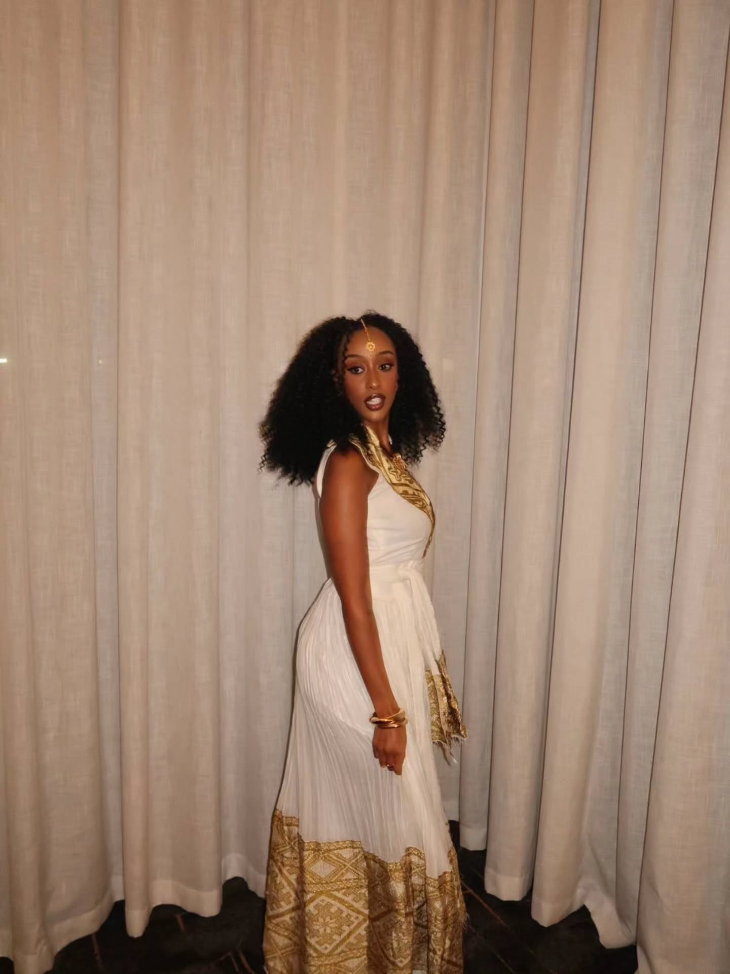 Sleeveless Habesha Dress Gold-Embroidered Ethiopian Traditional Clothing Graceful Habesha Dress 124
