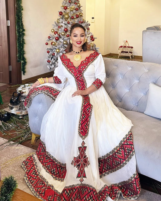 Elegant Ethiopian Traditional Dress | Habesha Cloth for Cultural Events