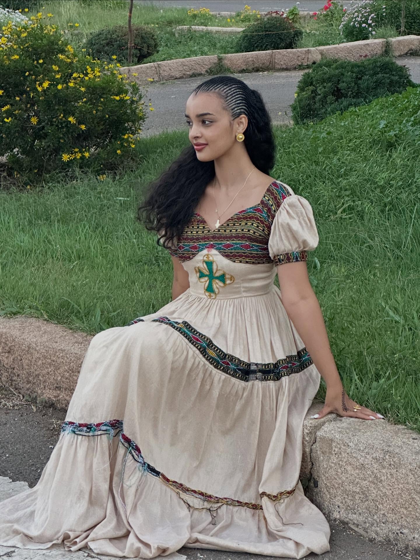 Elegant Habesha Dress Ethiopian Traditional Dress & Habesha Kemis with Intricate Embroidery 128
