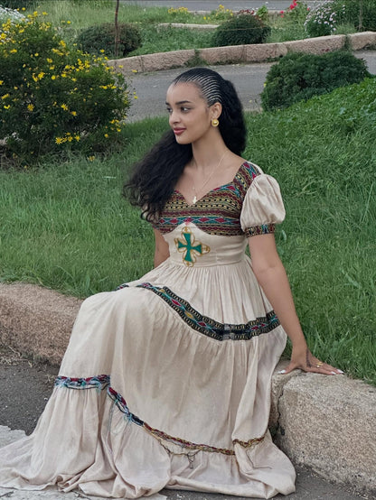 Elegant Habesha Dress Ethiopian Traditional Dress & Habesha Kemis with Intricate Embroidery 128