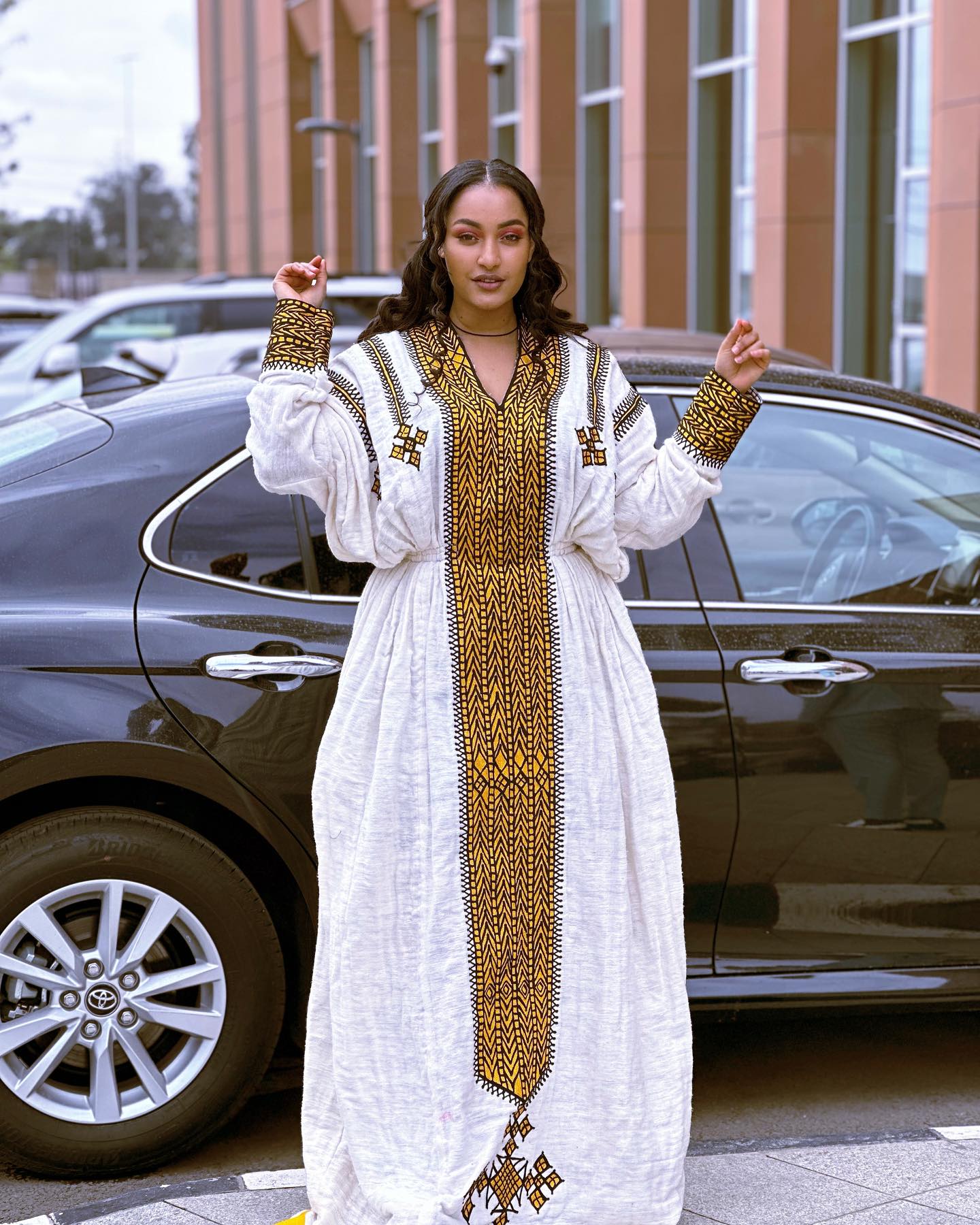 Premium Habesha Kemis Online Unique Ethiopian Dress & Traditional Wear Bold Geometric Embroidery Habesha Dress 248