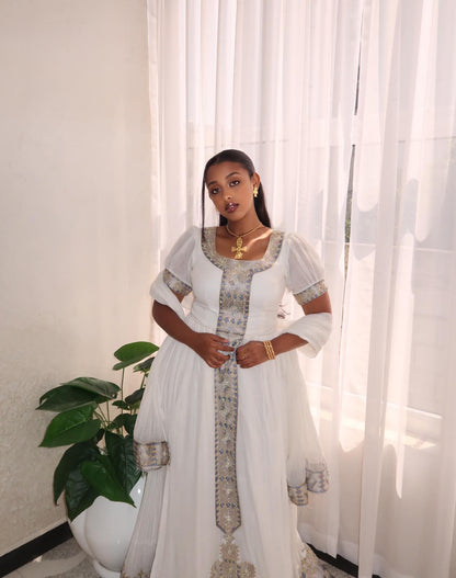 Classic Habesha Kemis Traditional Ethiopian Wedding Dress Handwoven Detail Habesha Dress 253