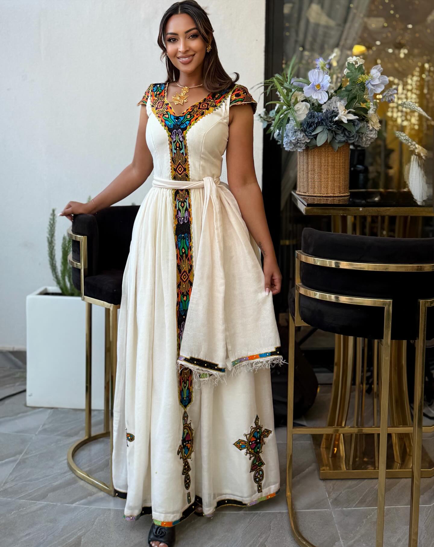Beautifully Embroidered Habesha Kemis Colorful Habesha Dress Handcrafted Ethiopian Clothing 265