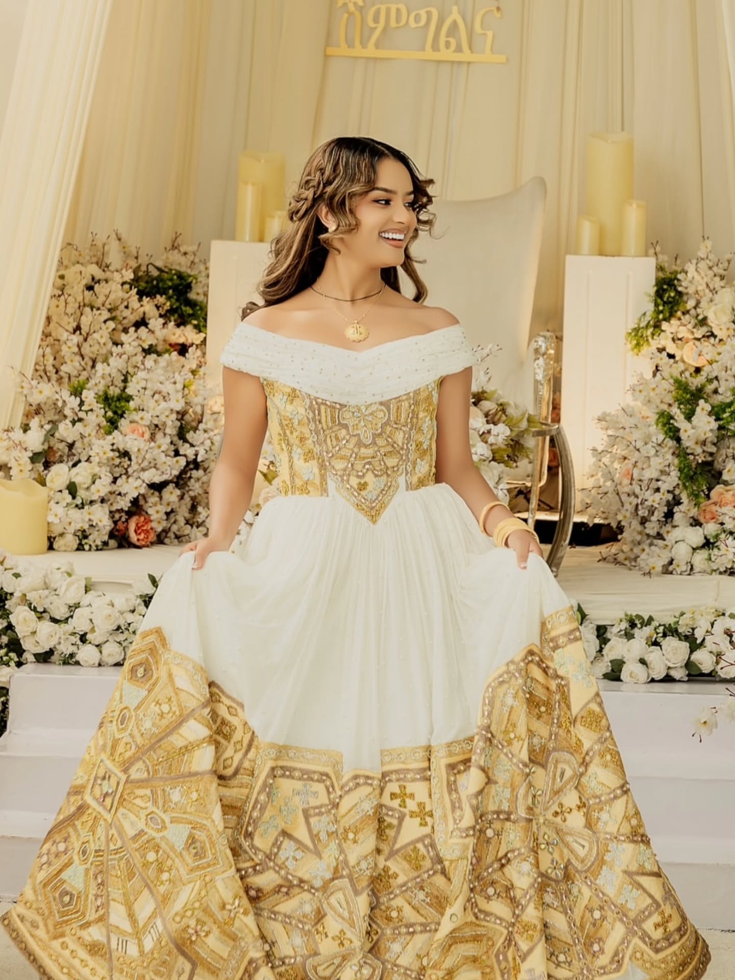 Ethiopian Wedding Dress Authentic Habesha Traditional Dress with Handwoven Detail