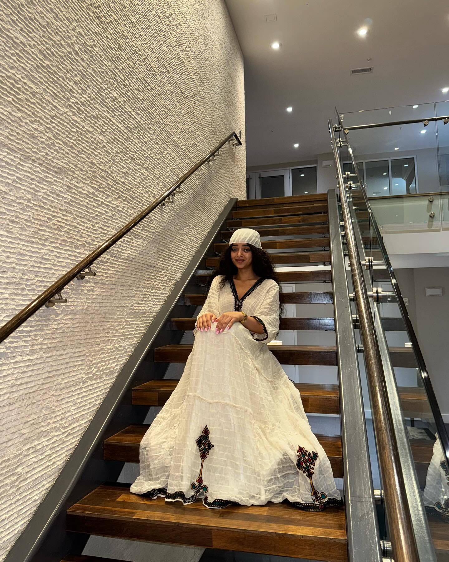 Authentic Eritrean & Ethiopian Clothing Handcrafted Habesha Dress Elegant Intricate Black Embroidery Habesha Kemis 274