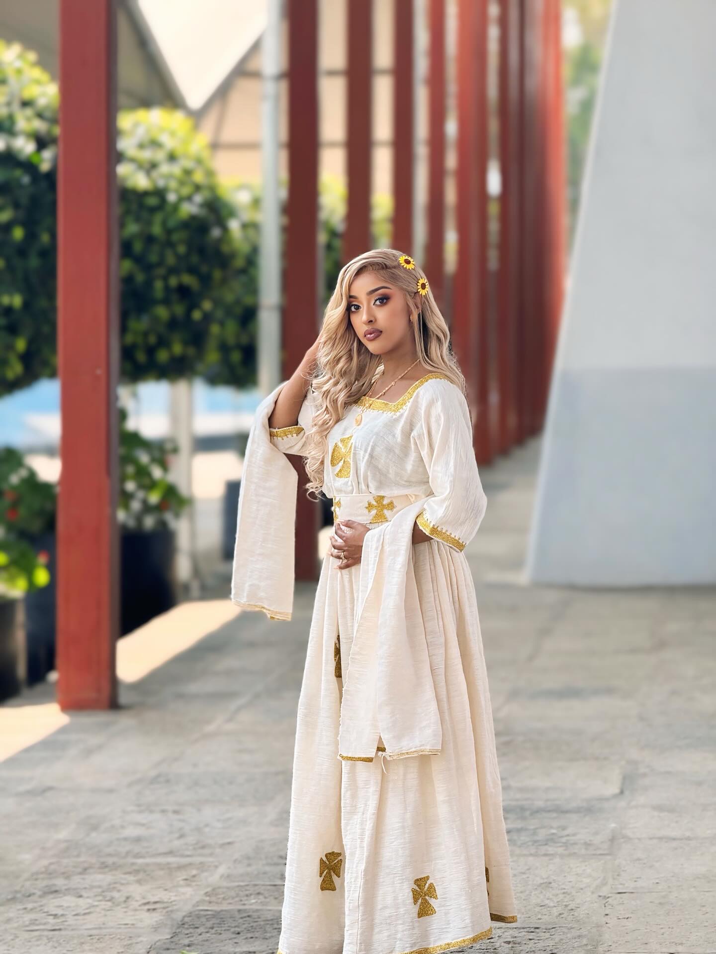 White & Gold Habesha Dress Hand Embroidered Habesha Kemis Ethiopian Traditional Dress for Women 301