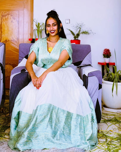 Handwoven Habesha Dress Vibrant Habesha Kemis Ethiopian Clothing For Special Event 347