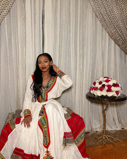 Handwoven Ethiopian Clothing Graceful Habesha Dress Multicolor Habesha Kemis 393