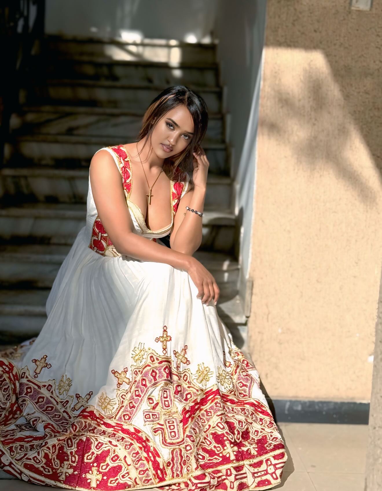 Sleeveless Habesha Dress Red & Gold Embroidery Habesha Kemis Ethiopian Clothing Style 408