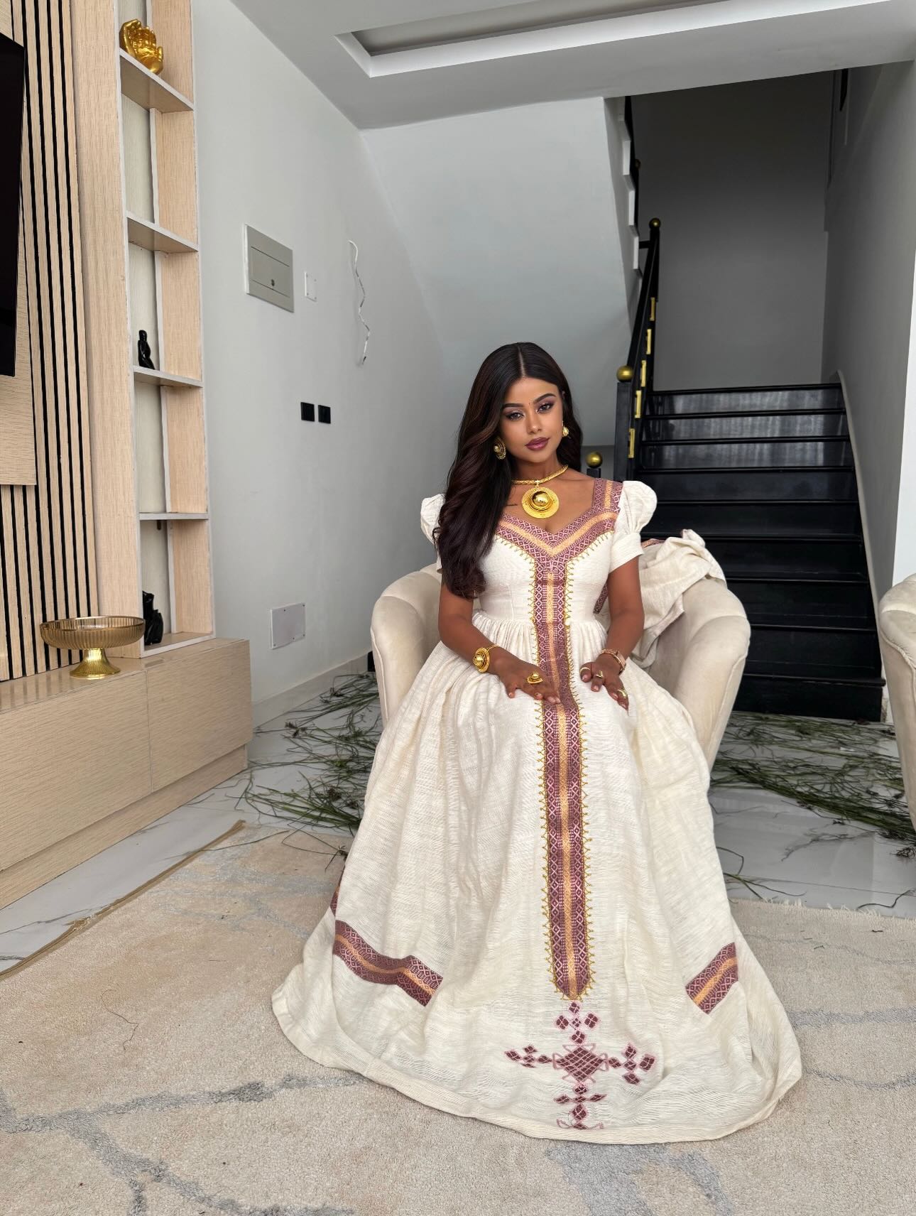 Puff Sleeve Ethiopian Clothing Timeless Habesha Kemis Beautiful Embroidery Habesha Dress 431