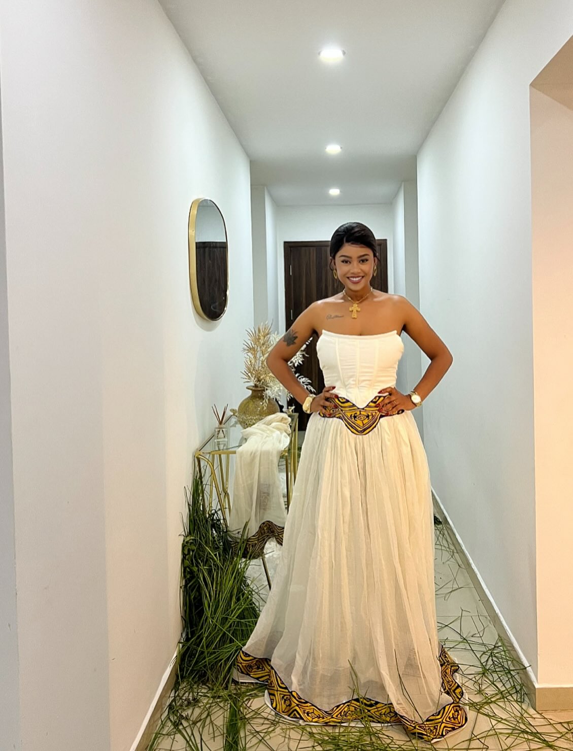 Strapless White Habesha Dress Timeless Elegance Habesha Kemis Stylish Ethiopian Clothing 432