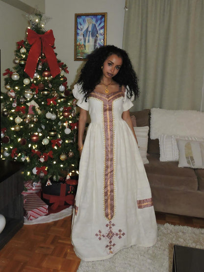 Puff Sleeve Habesha Kemis Timeless Habesha Dress Traditional Ethiopian Dress For Festive 452