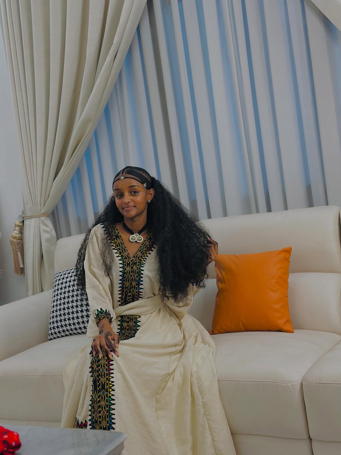 Long Sleeve Habesha Dress Multicolor Embroidery Habesha Kemis Timeless Ethiopian Clothing 494