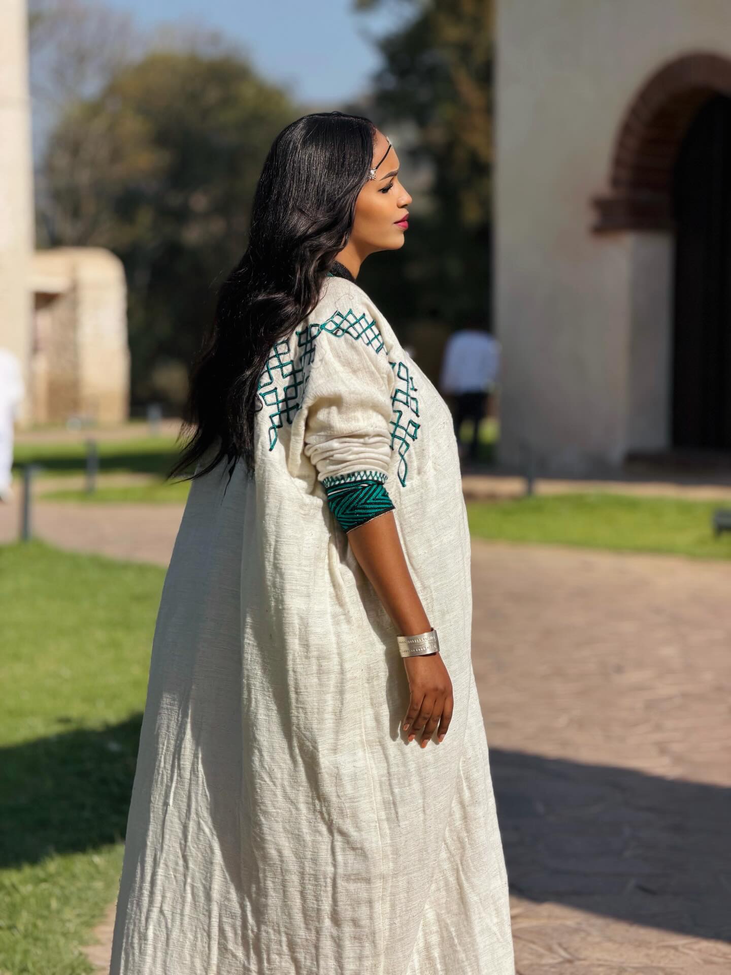 Green Embroidery Habesha Kemis Long Sleeve Habesha Dress Traditional Ethiopian Clothing 590