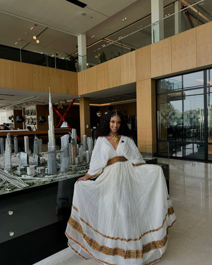V-Neckline Habesha Kemis Beautiful Habesha Dress