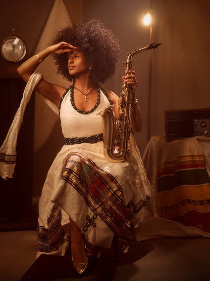 Sleeveless Habesha Kemis Style Cultural Ethiopian Dress Festive Habesha Dress 632